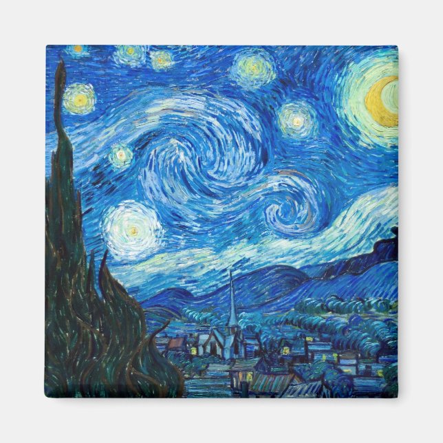 Imán Pintura De Noche Starry Del Pintor Vincent Van Gog (Frente)