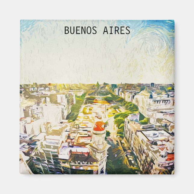 Imán Pintura de paisaje de Buenos Aires Argentina (Frente)