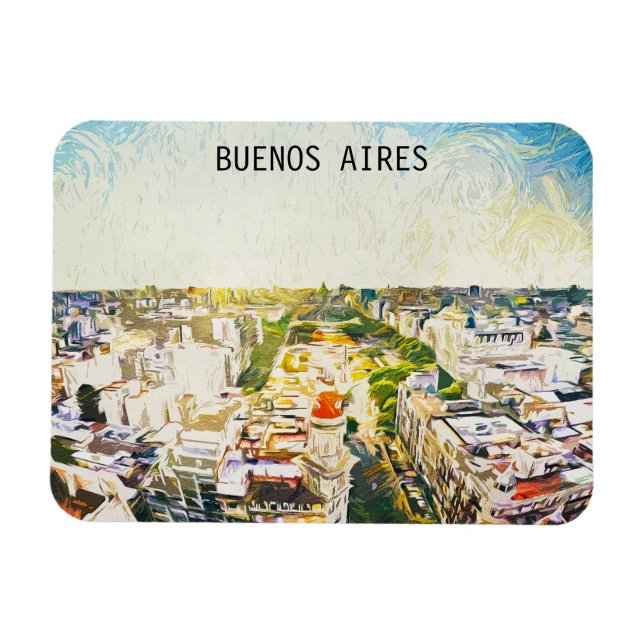 Imán Pintura de paisaje de Buenos Aires Argentina (Horizontal)