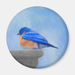 Imán Pintura de pájaro azul - Arte original de aves