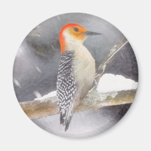 Imán Pintura de pájaro de madera roja