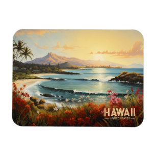 Imán Pintura de paraíso tropical de la playa de Hawaii