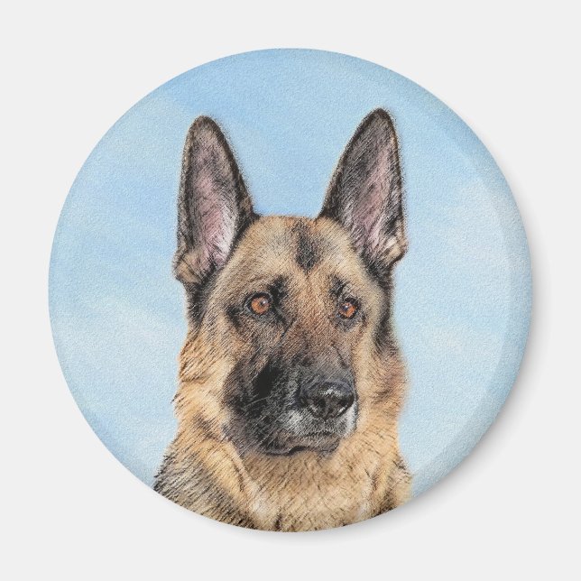 Imán Pintura de pastor alemán - Arte de perro original  (Frente)