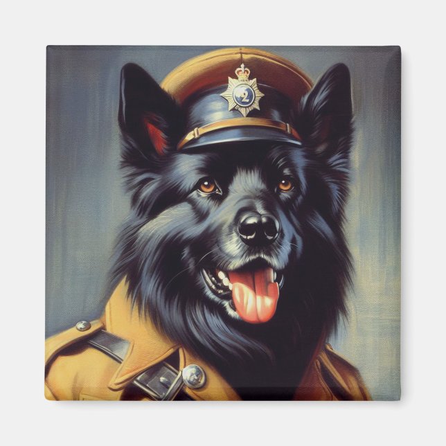 Imán Pintura de pastor negro alemán (Frente)