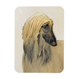 Imán Pintura de perro afgano - Arte de perro original l