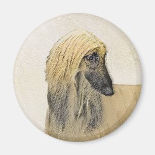 Imán Pintura de perro afgano - Arte de perro original l
