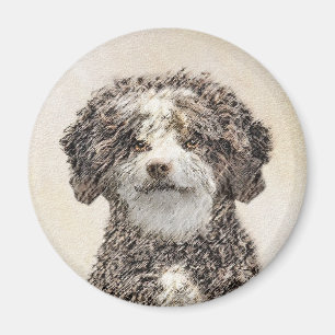 Imán Pintura de Perro de Agua Español - Arte Perro Orig