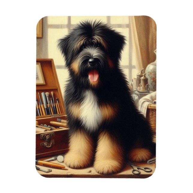 Imán Pintura de perro de Briard (Vertical)