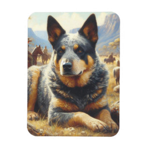 Imán Pintura de perro de ganado antiguo de Australia