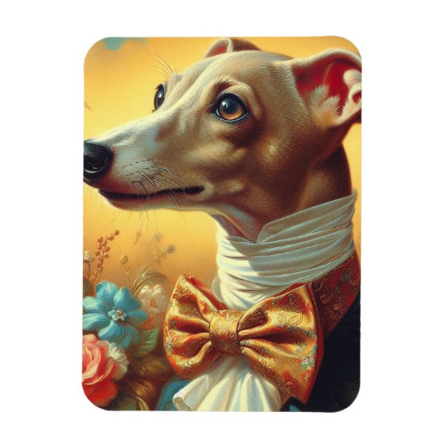 Imán Pintura de perro de Greyhound de Italia (Vertical)
