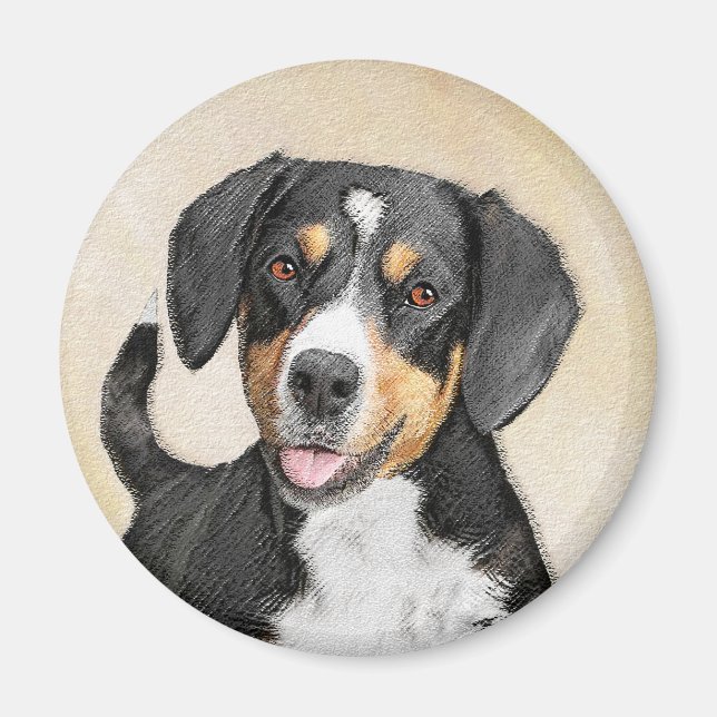 Imán Pintura de perro de la montaña Entlebucher - Arte  (Frente)