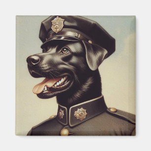 Imán Pintura de perro de la policía de época