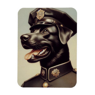 Imán Pintura de perro de la policía de época