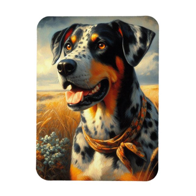 Imán Pintura de perro de leopardo de Catahoula (Vertical)