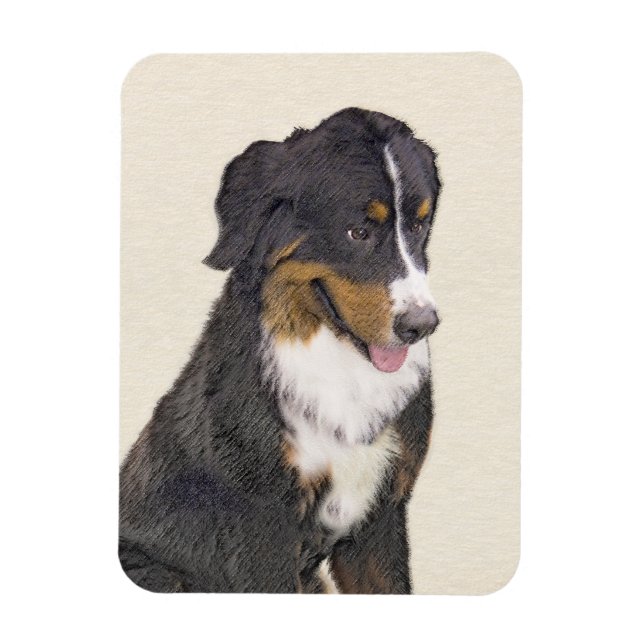 Imán Pintura de perro de montaña de Bernese - Arte de p (Vertical)