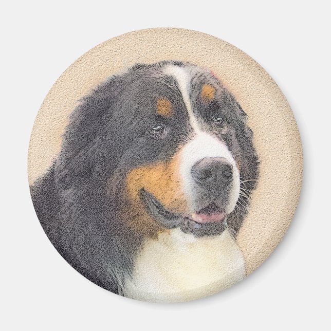 Imán Pintura de perro de montaña de Bernese - Arte de p (Frente)