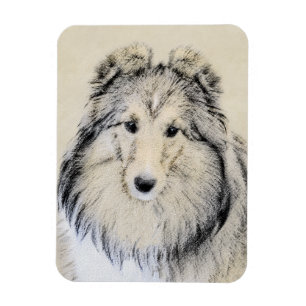 Imán Pintura de perro pastelero de Shetland - Arte de p