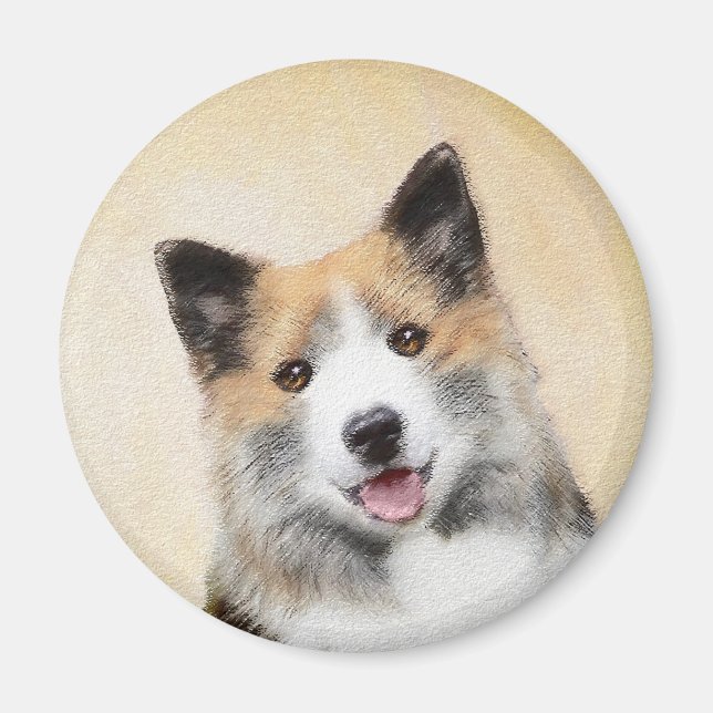 Imán Pintura de perro pastor islandés - Arte original d (Frente)