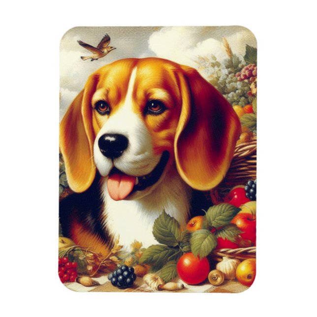 Imán Pintura de pimienta beagle de época (Vertical)