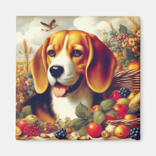 Imán Pintura de pimienta beagle de época