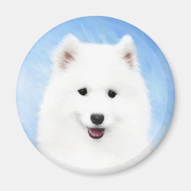 Imán Pintura de pimienta de Samoyed - Arte Perro Origin (Frente)