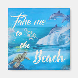 Imán Pintura de playa y vida marina