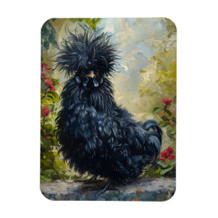 Imán Pintura de pollo de Silkie Negro