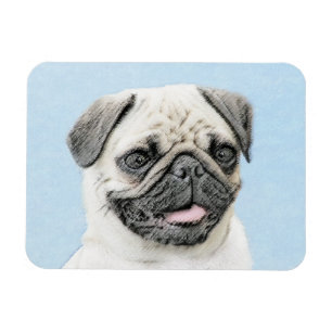 Imán Pintura de pug - Arte de perro original lindo
