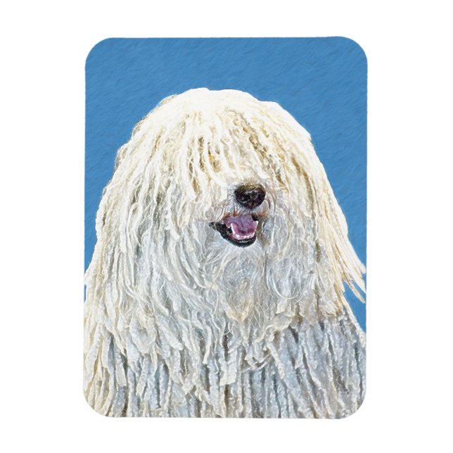 Imán Pintura de puli - Arte de perro original lindo (Vertical)