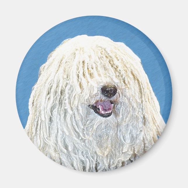 Imán Pintura de puli - Arte de perro original lindo (Frente)