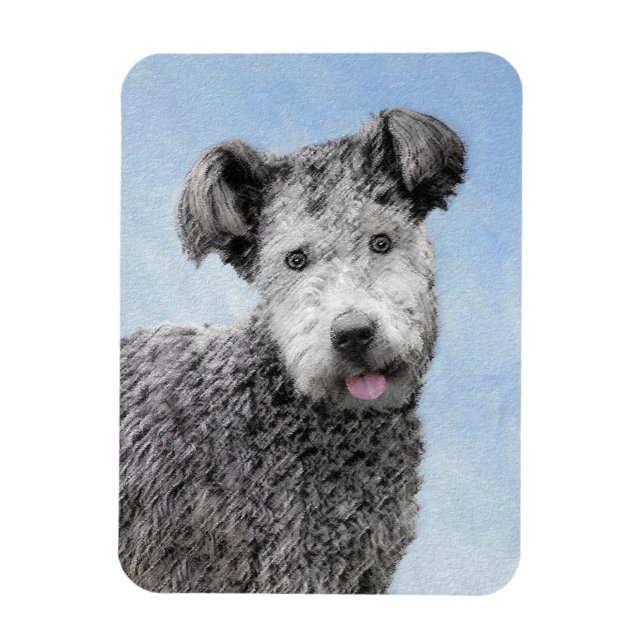 Imán Pintura de Pumi - Arte de Perro Original. (Vertical)
