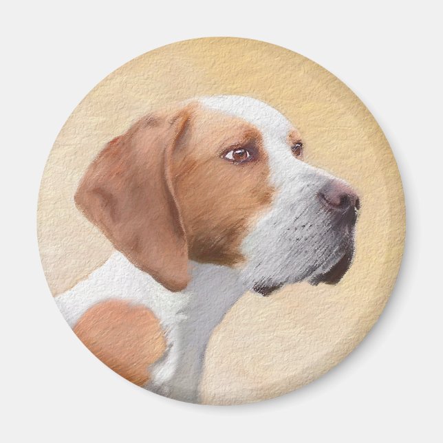 Imán Pintura de puntero - Arte de perro original lindo (Frente)