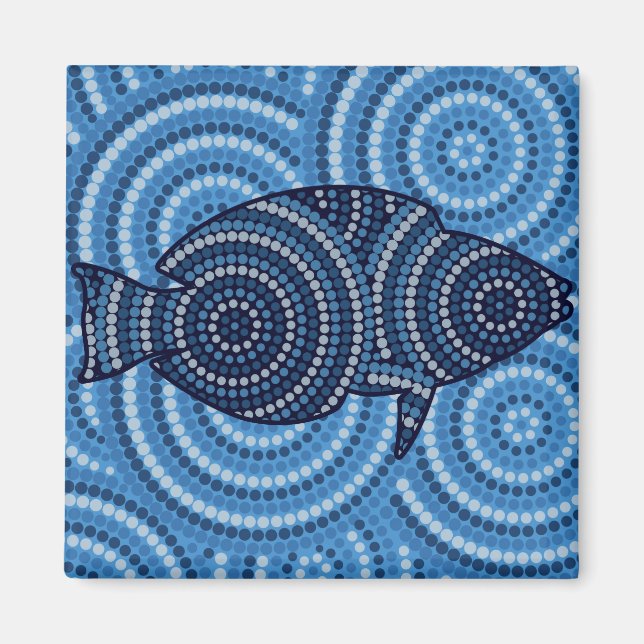 Imán Pintura de punto de peces aborígenes (Frente)