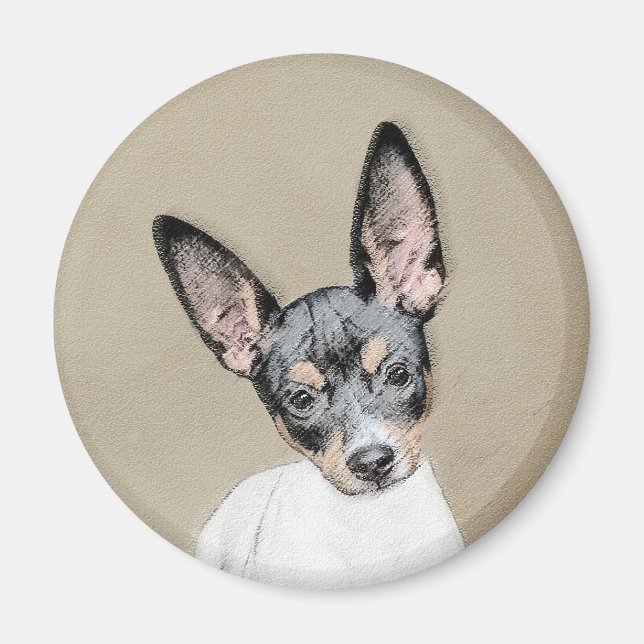 Imán Pintura de Rat Terrier - Arte Perro Original. (Frente)