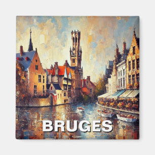 Imán Pintura de recuerdo de viaje de Brujas Bélgica