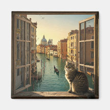 Pintura de recuerdo de viajes de gato en Venecia I