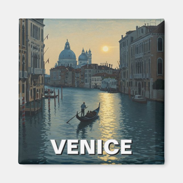 Imán Pintura de recuerdo de viajes de Venecia Italia (Frente)
