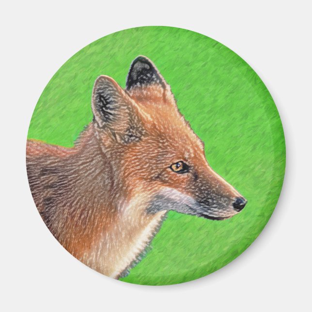 Imán Pintura de Red Fox - Arte de vida salvaje original (Frente)