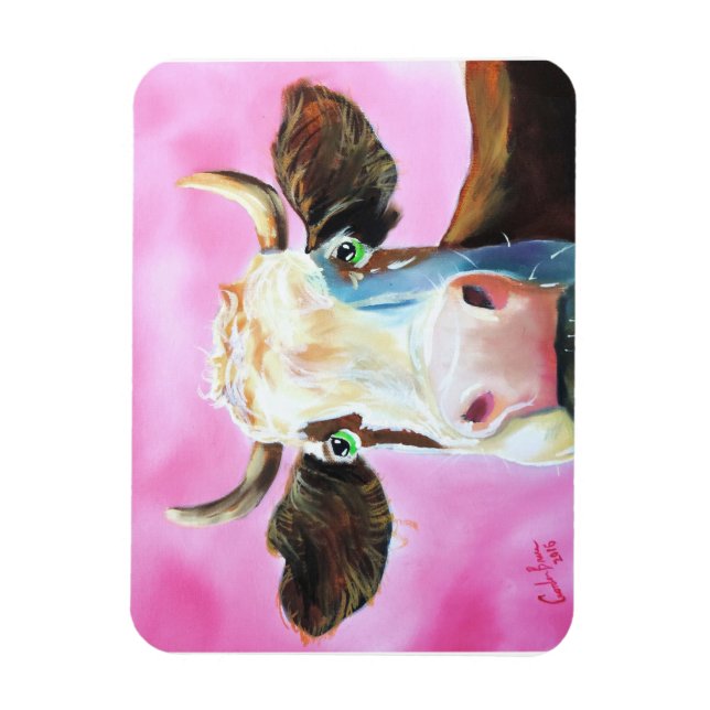 Imán Pintura de retrato de vaca mate (Vertical)