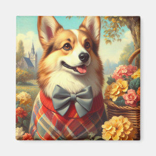 Imán Pintura de retro galés Corgi Cardigan