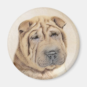 Imán Pintura de Shar Pei - Arte Perro Original Cuto
