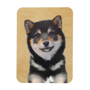 Imán Pintura de Shiba Inu (negro y moreno) - arte del