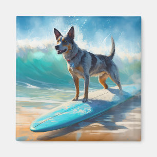 Imán Pintura de surf Blue Heeler Beach