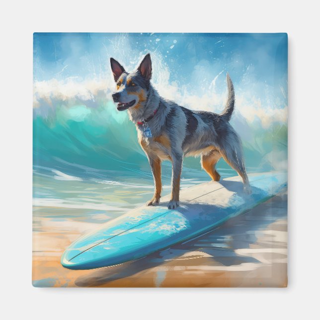 Imán Pintura de surf Blue Heeler Beach (Frente)