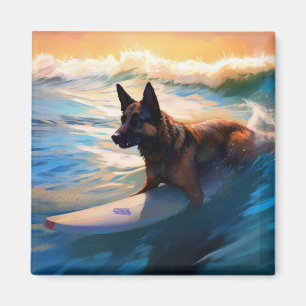 Imán Pintura de surf de Shepherd Beach en Bélgica