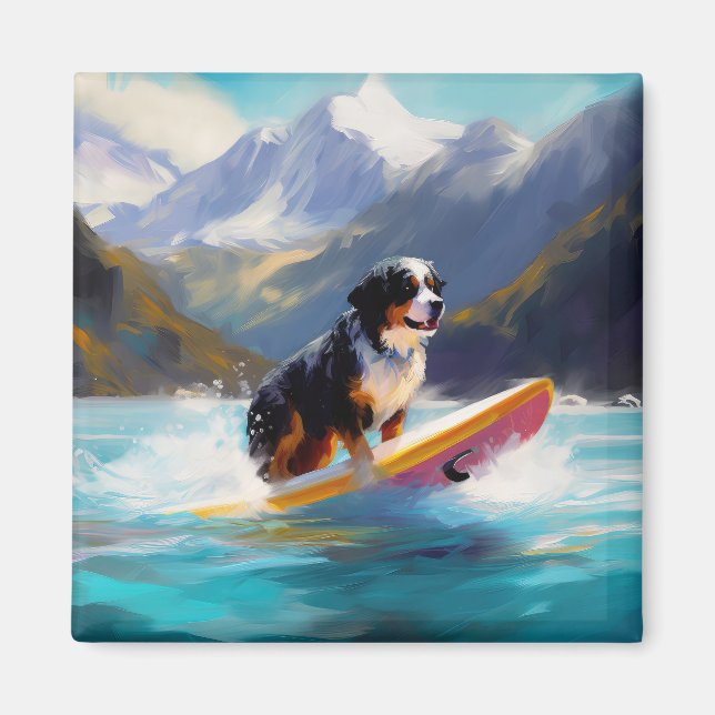 Imán Pintura de surf en la playa de montaña de Bernese (Frente)