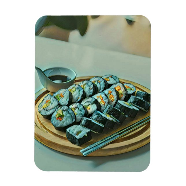 Imán Pintura de sushi vintage (Vertical)