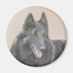 Imán Pintura de Tervuren belga - Arte de perro original