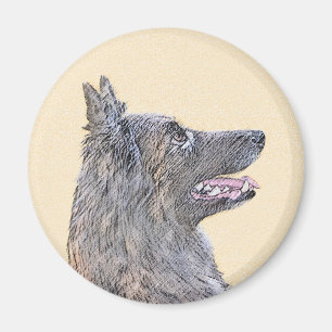 Imán Pintura de Tervuren belga - Arte de perro original