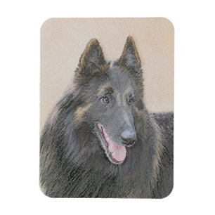 Imán Pintura de Tervuren belga - Arte de perro original